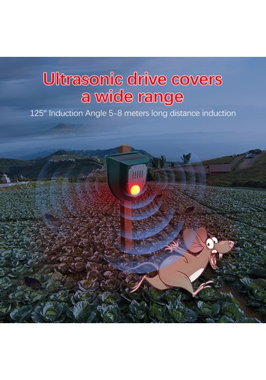 Moveevo Güneş Enerjili Ultrasonik Alarm, 129db Işık-ses Uyarısı, Ip55 Su Geçirmez, 5-8m Kişi Algılama, N911m Yeşil Model, 1 Adet