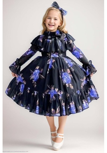 Riccotarz Kız Çocuk Kolları Transparan Ve Yakası Fırfırlı Üzeri Çiçek Desenli Piliseli Mor Elbise Mor Riccotarz Kız Çocuk Kolları Transparan Ve Yakası Fırfırlı Üzeri Çiçek Desenli Piliseli Mor Elbise Mor