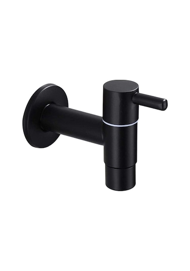 Xurunkeji Mop Lavabo Musluğu 304 Paslanmaz Çelik Banyo Çamaşır Makinesi Musluğu Açık Bahçe Tek Soğuk Su Musluğu Siyah Siyah