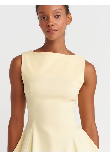 Dilvin 50281 Peplum Top-açık Sarı Açık Sarı