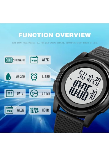 Tenfowee Skmeı 1895 Erkek Kadın Spor Saatleri - 50m Su Geçirmez, Led Işıklı Ekran, Alarm, 12/24 Saat Formatı, Pu Kordon Siyah Beyaz