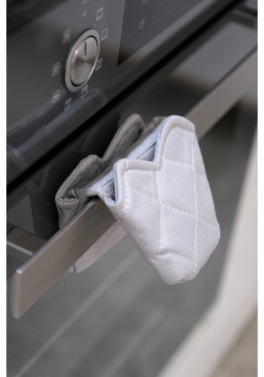 Crab Isıya Dayanıklı Kumaş Fırın Tutacağı Tutacak Modelleri Silikon Değil 1 Adet Tutacak Açık Gri