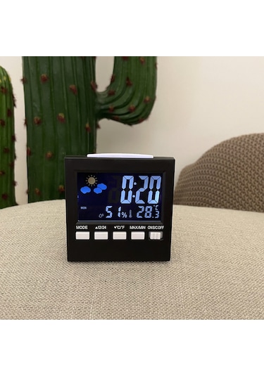 Gajeena Ev İçin Sıcaklık Nem Ölçer, Led Sesli Arka Işık, Renkli Ekran Takvim Ve Alarm Saat - Siyah 2159t Çok Renkli