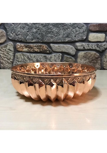 Dilimli Bakır Hamam Tası Bakır