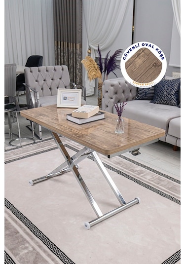 Home Üst Tabla Mdf Antiklayt Oval Köşe Alt Krom