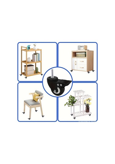 Dashanshop 4'lü 2 İnç Frenli M10x25 Dişli Metal Ve Plastik Tekir Tekerlekli Çift Rulmanlı