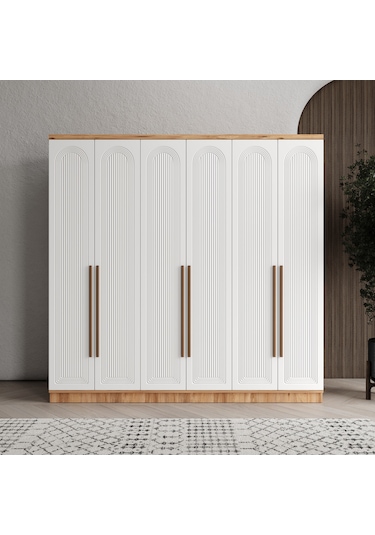 Rosa 6 Kapaklı Komple Mdf Gardırop - Elbise Dolabı