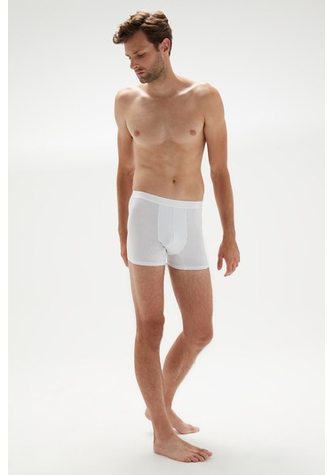 Weweus Beyaz Erkek Süper İnce Doğal Bambu Lüks Boxer 1012 Beyaz