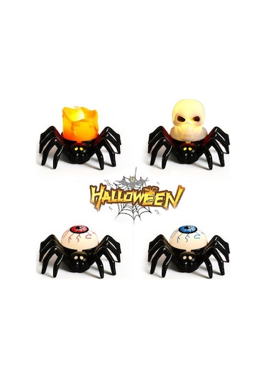 Metabagua La Go Go Gantdidiboy Led Cadılar Bayramı Mumu Kabak Fener Örümcek Mum Işığı Gece Lambası Atmosfer Dekorasyon Malzemeleri Xzq2jb Renkli