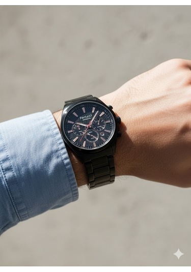 Ferrucci Erkek Kol Saati Siyah Renk, Siyah Kadran - Fcf13679fm.02, 2 Yıl Garantili Siyah