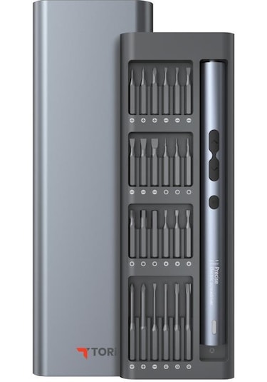 Torima Tts-04 48 Parça Şarjlı Hassas Tornavida Seti Led Işıklı, Mıknatıslı Alüminyum Kasa, Type-c