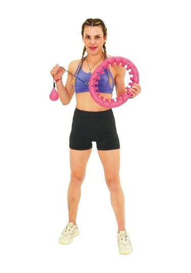 Kochler Masajlı Egzersiz Çemberi - Egzersiz Halkası - Bel Bölgesi Ayarlanabilir - Kondisyon Pembe