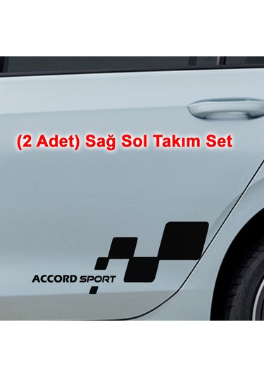 2 Adet Accord Sport Sticker - Accord Sticker - Kapı Altı Sticker - 50cm X 20cm - Siyah