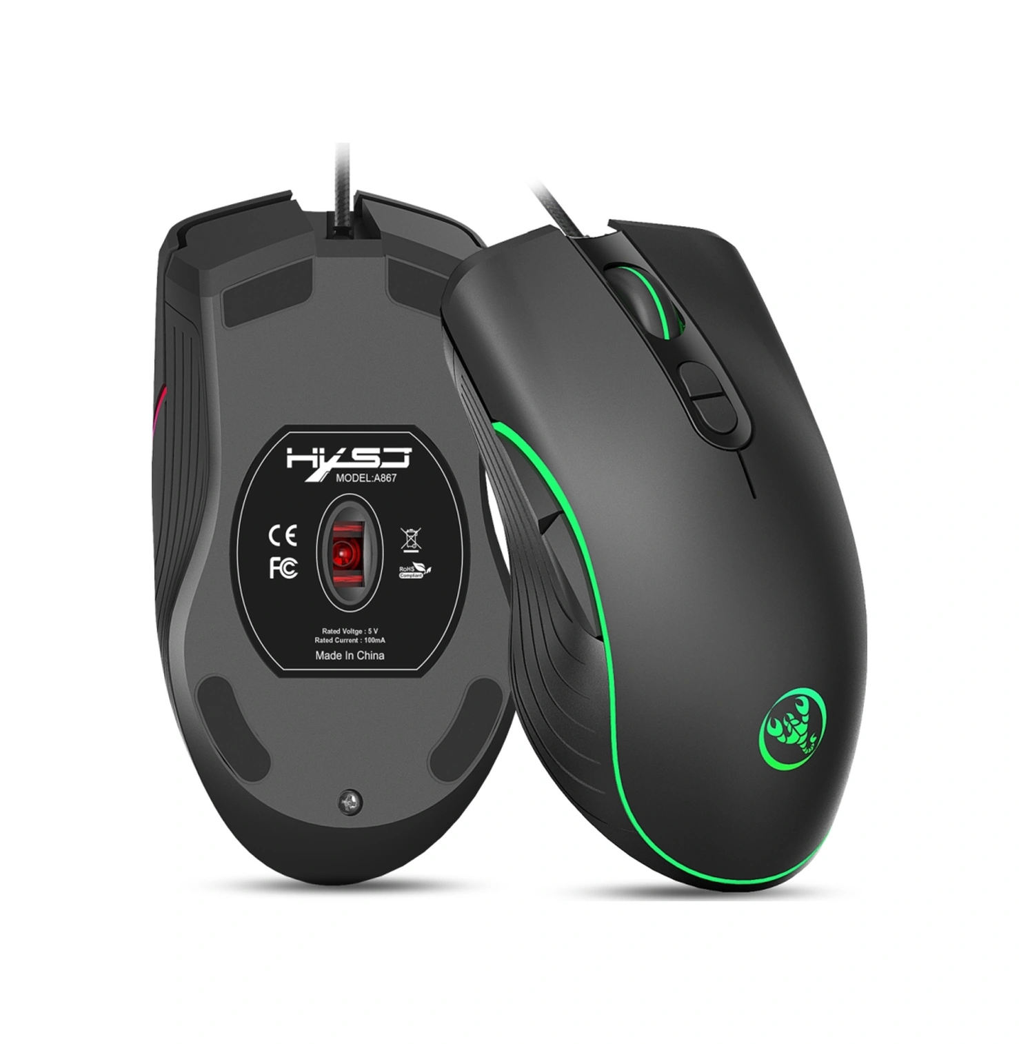 Sones Hxsj A867 Usb 6400dpı Dört Hızlı Ayarlanabilir Rgb Aydınlatmalı Kablolu E-spor Oyun Faresi, Uzunluk: 1,5 M Diğer