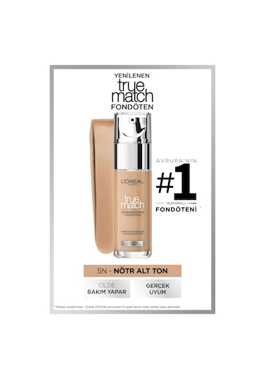 L'Oreal Paris True Match Bakım Yapan Fondöten 5N Sand