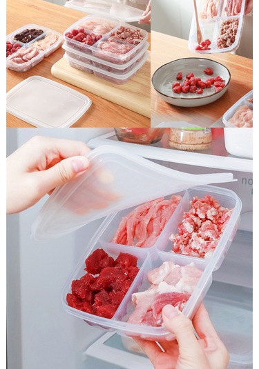 Krm Home 8 Adet Dondurulmuş Mini 4 Bölmeli 400 ML Et Sebze Saklama Kabı