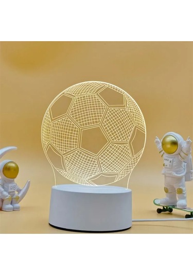 Kosona 3d Futbol Şekilli Kule Led Gece Lambası - 3 Renk Seçeneği, Dokunmatik Kontrol, Usb Beslemeli, Çocuk Odası Dekorasyonu