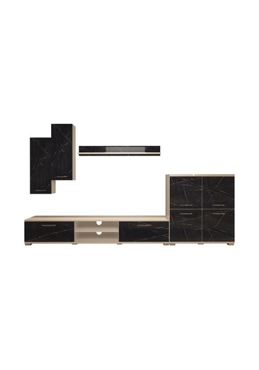 Decoraktiv Eko 6 Mdf Dvd Tv Ünitesi Tv Sehpası Beyaz - Siyah Mermer