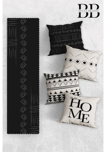 Belle Benoit Baskılı Runner & Koltuk Kırlent Kılıfı Set Desen32