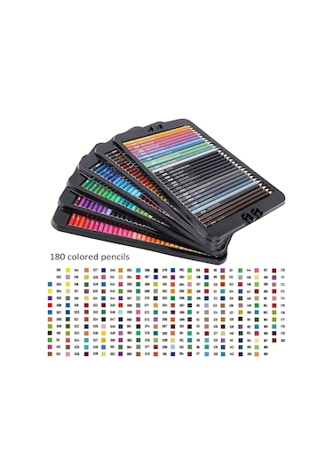 180 Renkli Profesyonel Sulu Boya Kalem Seti, Suluboya Kalemleri, Hediye Kalem Seti, Yüksek Pigment