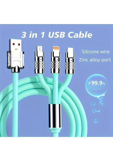 3'ü 1 Arada Renkli 15w Usb Type-c Şarj Kablosu Diğer