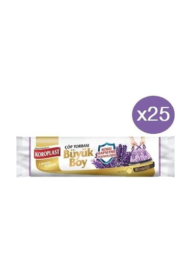 Koroplast Büzgülü Lavanta Kokulu Büyük Boy Çöp Torbası 25 Adet Mor 65 x 70 CM