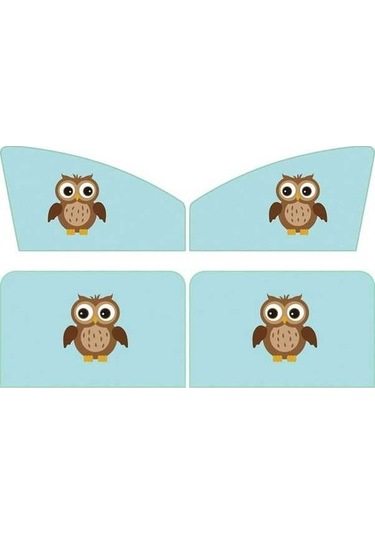 Dancemonkey 4 Adet Araba Pencere Mıknatıs Güneşlik, Isı Yalıtım Güneş Blok Mavi Baykuş,