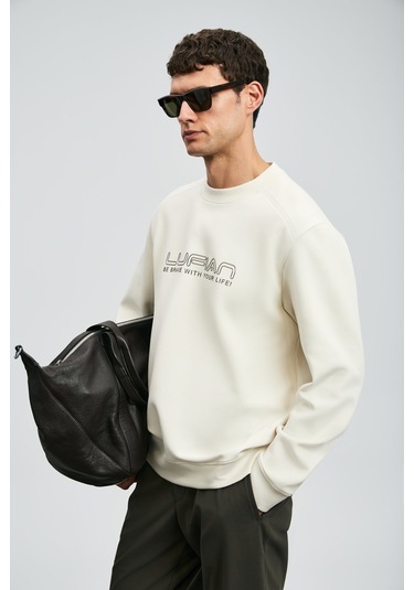 Lufian Erkek Luther Sweatshirt 112030171 Ekru Ekru