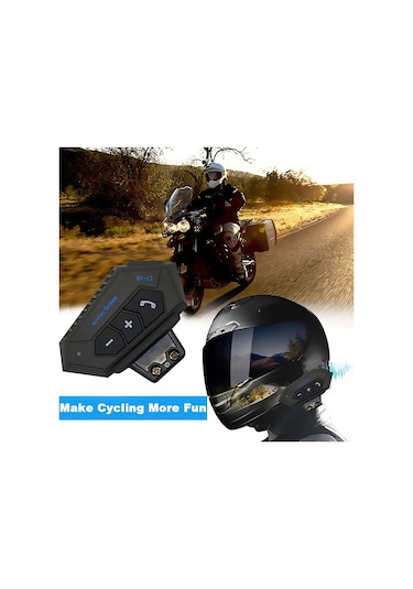 Bt-12 Kask Mikrofonlu Kulaklık İnterkom Telefon Görüşmesi ve Müzik İçin Siyah
