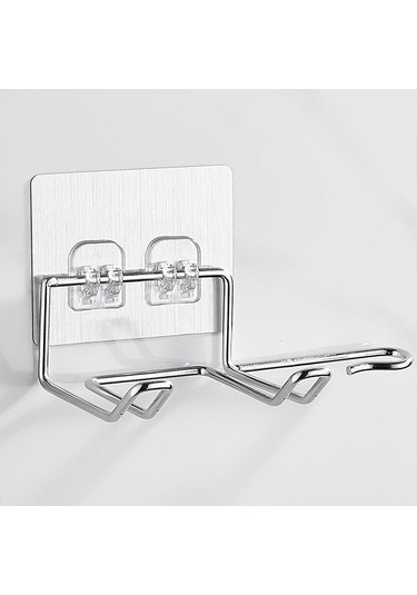 Gümüş Saç Kurutma Makinesi Tutucu Raf Duvara Monte Saç Düzleştirici Kurutma Makinesi Tutucular Banyo Organizatör Depolama Rafı Gümüş