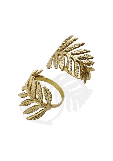 The Mia Leaf Pirinç Peçete Halkası 2li Set