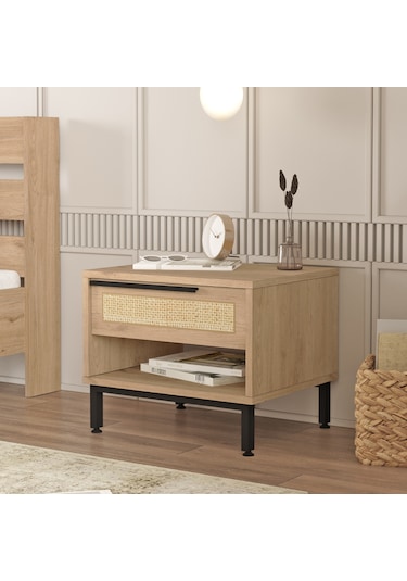 Robin Home Lidya Komodin Çekmeceli Metal Ayaklı Uv Baskı Sepet-jü