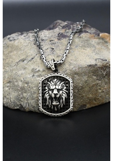 Aslan Figürlü 925 Ayar Gümüş Kolye Kral Zincir 2mm 902430 Gümüş