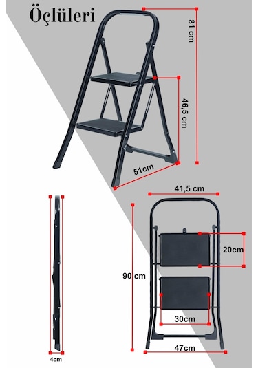 Ertekpa MT2 Minitower 2 Geniş Basamaklı Merdiven Siyah
