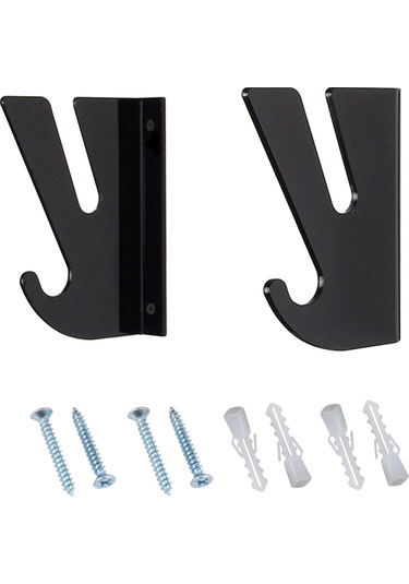 Vkemall Akrilik Kaykay Duvarlı Gösterge Rafı, 3 Kg Yük Kapasitesi, Saklama Kancalı, Siyah Kaykay Hariç Siyah