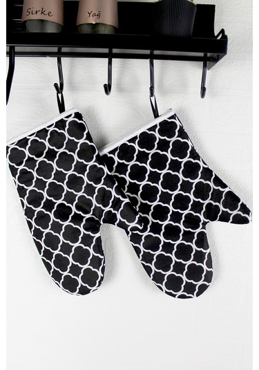 Morlay Siyah Halka Isıya Dayanıklı Mutfak Fırın Eldiven Seti 2 Adet