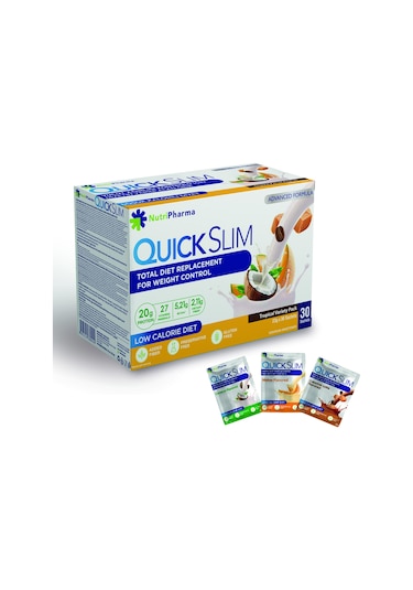 Quick Slim Öğün Tozu, Tropikal Karışık Kutu, 30 Saşe