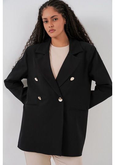 Bigdart Kadın Kruvaze Yaka Blazer Ceket 0722 - Siyah