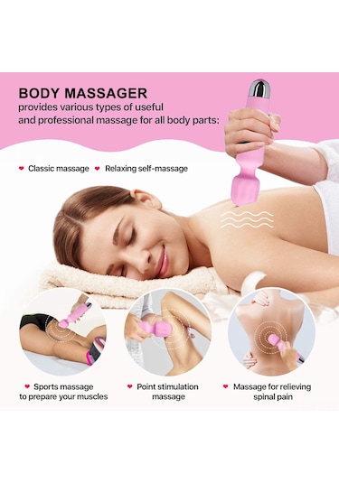 Maiyame Gövde Masaj Aleti - 8 Hızlı 20 Modlu Titreşimli Silikon Masajcı Pembe Pembe
