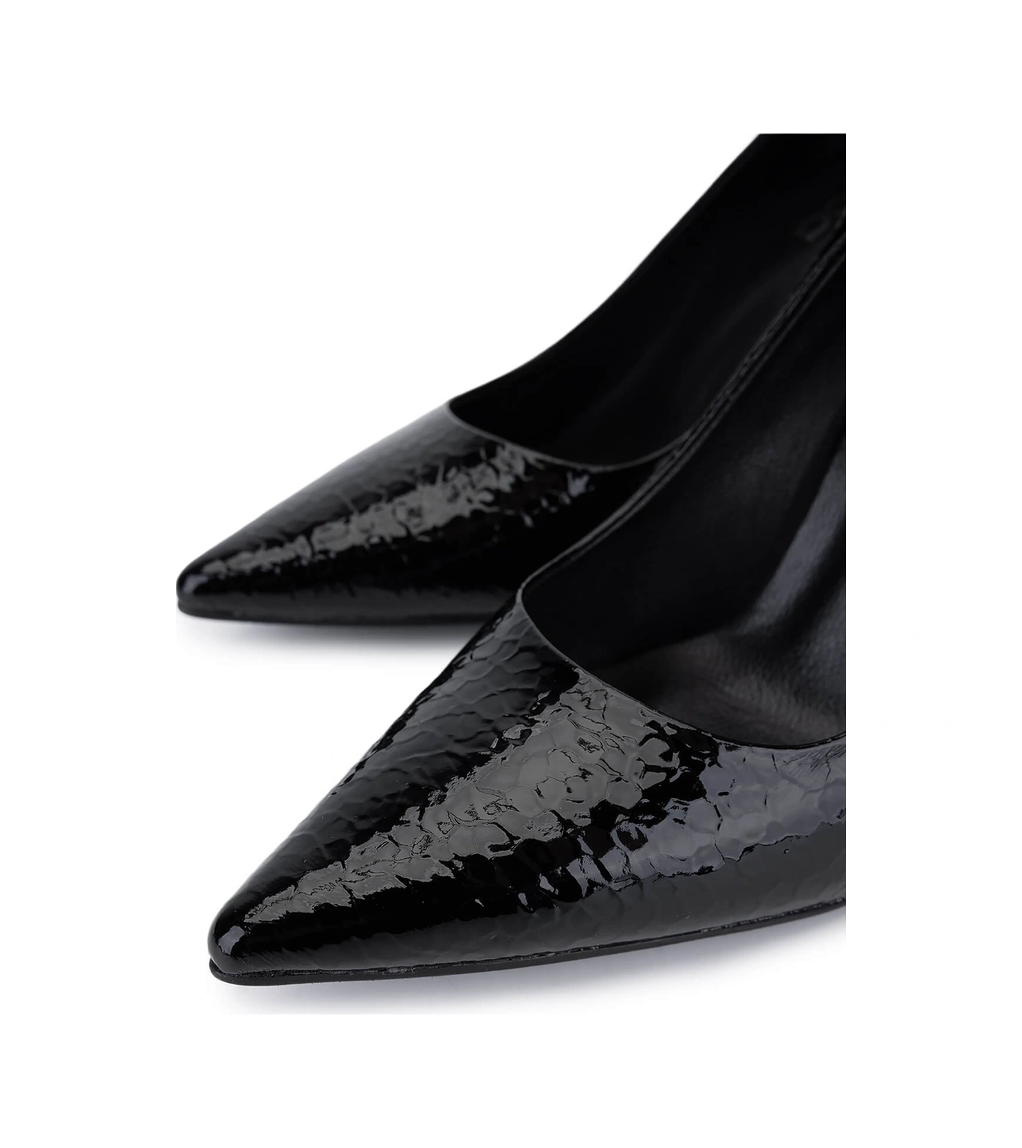 Tamer Tanca Kadın Suni Deri Siyah Kroko Topuklu Ayakkabı 1160 26598 Bn Ayk Sk25-26 Sıyah Kroko Siyah