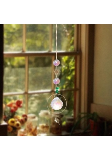 Lijinxu Magideal Kristal Asılı Güneş Kolye Işık Alıcı Ev Dekorasyonu Yeşil