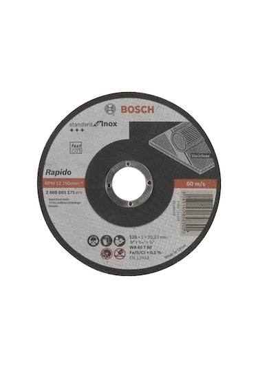 Bosch Standard For Inox Rapido 125x1.0 mm Kesici Disk