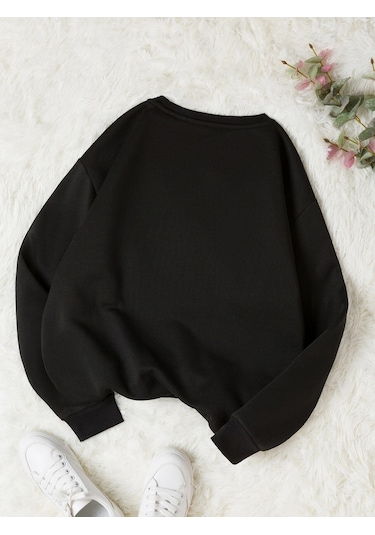 Startmore Siyah Unisex Kadın/erkek Özel Renkli Oversize Bisiklet Yaka Pamuklu