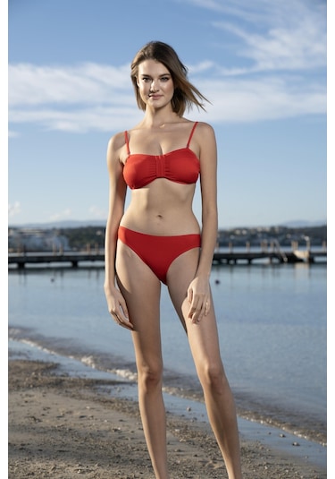 Estiva Luplu Straplez Bikini Takımı - Bordo