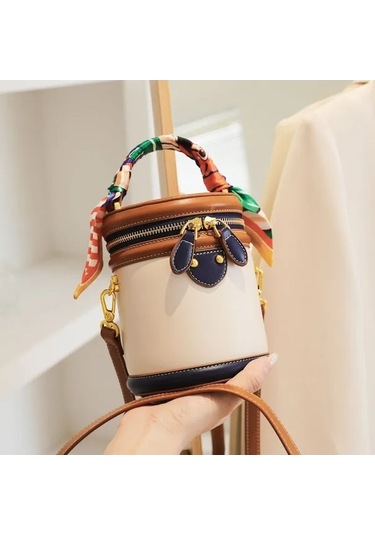 Fastbuy Bej Renk Bloklu Omuz Çapraz El Çantası Hightower Desenli Bej Bej