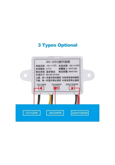 Ulzyvf Xh - W3001 Akıllı Mikrobilgisayarlı Led Ekranlı Mini Termostat: Isıtma/soğutma Kontrol, Su Geçirmez Prob, Hızlı Montaj