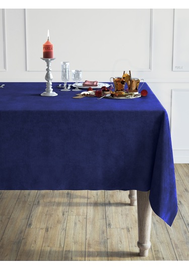 Daily Series Kadife Dokulu Safir Rengi Masa Örtüsü Safir