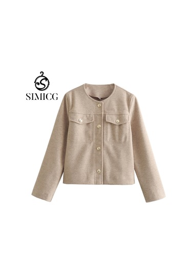 Sonbahar Ve Kış Kadın Kısa Hırka Ceketi Haki