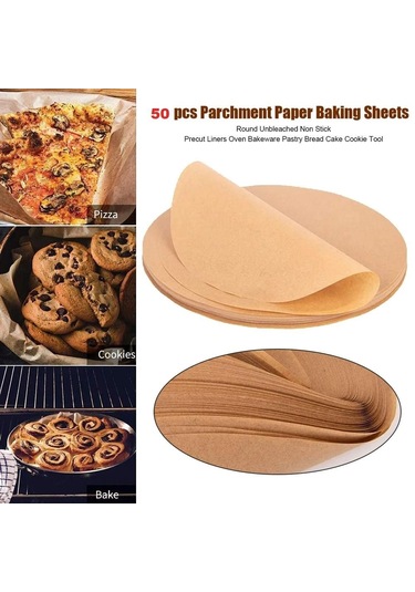 50 Adet Air Fryer Pişirme Kağıdı Yağ Geçirmez 21,5 Cm Yuvarlak M