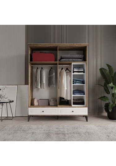 Beenal Nisa 4 Kapaklı Gardırop Dolap 160cm Atlantik Çam-aytaşı